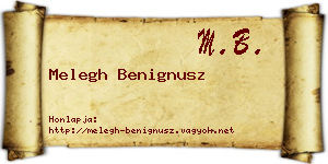 Melegh Benignusz névjegykártya
